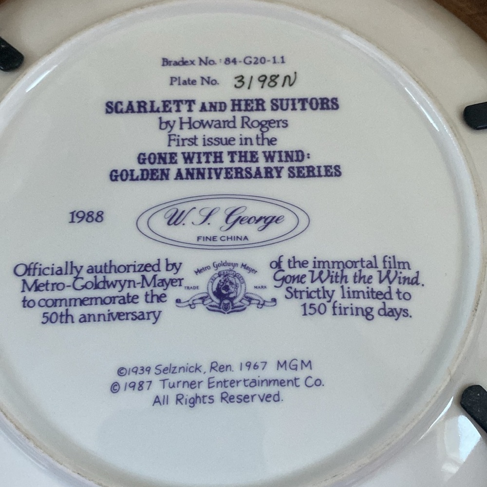 Scarlet And Her Suitors - Howard Rogers Collectible Plate Gone With The … - Picture 9 of 13